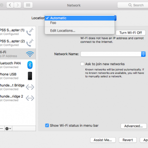 macOS Netzwerk Umgebung Location