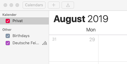 macOS Kalender Feiertage