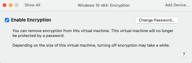 VMware Fusion VM encryption
