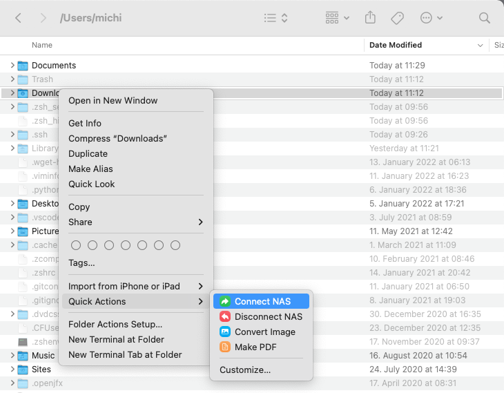 macOS Shortcuts Finder Quick Action
